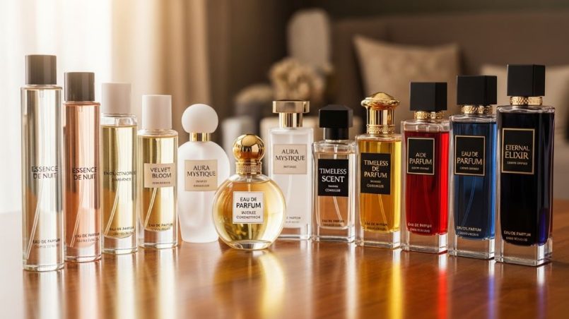 Collection of eau de parfum bottles showing various fragrance concentrations for long-lasting wear