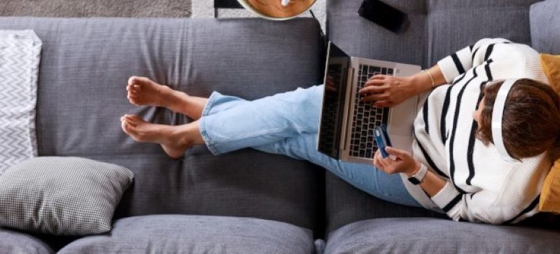 Online shopping setup with packages, credit card, and savings calculator in New Jersey NJ