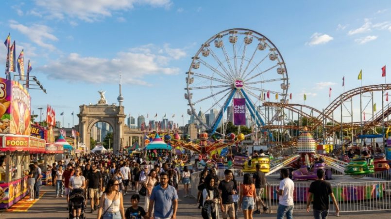 Canadian National Exhibition 2026 midway rides at Exhibition Place Toronto