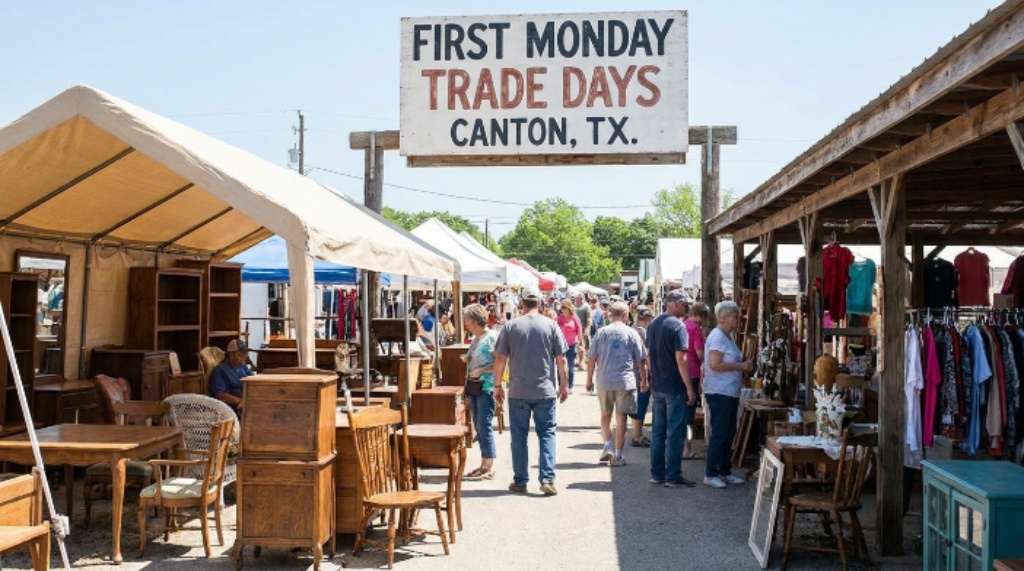 Vendor booths at First Monday Trade Days Canton Texas weekend market